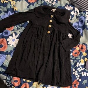 Black long sleeved collared Kate Quinn bamboo dress